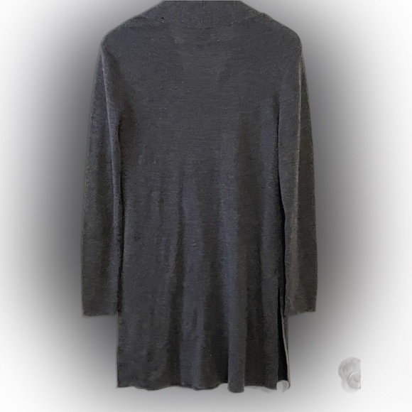 Eileen Fisher wrap tunic in 100% grey merino wool - Picture 2 of 3